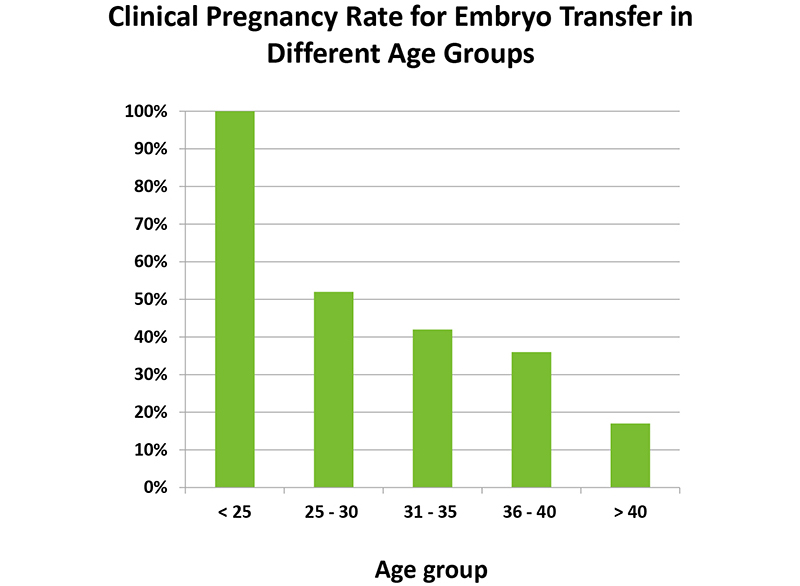 Clinical Pregnancy Rate for Embryo Transfer in Different Age Groups